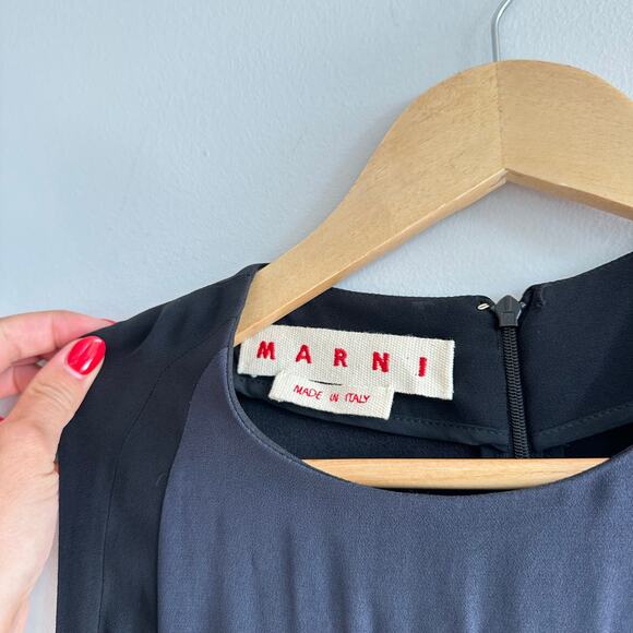 MARNI Colorblock Sleeveless Crew Neck Mini Shift Dress Black 38 - Picture 4 of 10